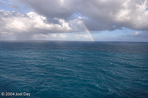 Cloudbursts and rainbows over the Southern Ocean
