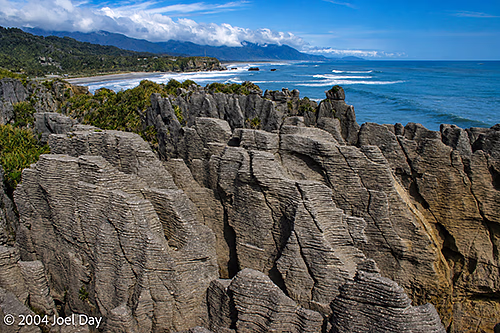 Pancake Rocks near Punakaiki Beach, South Island, New Zealand
