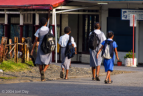 Children walking to School, Levuka, Ovalau Island, Fiji