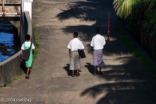 Children walking to School, Levuka, Ovalau Island, Fiji