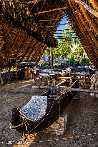 Thatched Shelter at Puʻuhonua o Hōnaunau National Historical Park, Island of Hawai'i, Hawai'i