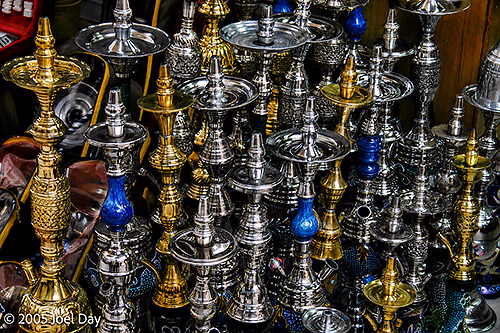 Hookahs in Khan el-Khalili, a famous bazaar in the historic centre of Cairo, Egypt