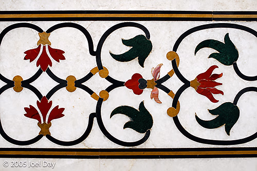 Marble Inlay details on the Taj Mahal, Agra, Uttar Pradesh, India
