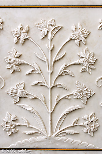 Marble Carving details on the Taj Mahal, Agra, Uttar Pradesh, India