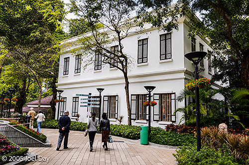 Rawlinson House in Hong Kong Park, part of the surviving Victoria Barracks complex in Central Hong Kong, built during British colonial rule.