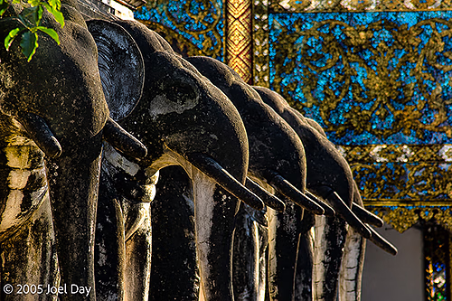 Elephants in Buddhist temple design in Chiang Mai, Thailand