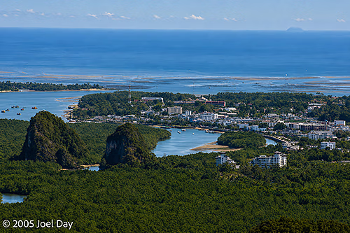 View of Krabi as seen from the Tiger Cave Temple (Wat Tham Suea), Krabi Province, Thailand
