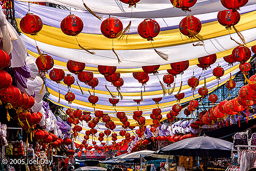 Chinese Lanterns over Chinatown street in Bangkok, Thailand