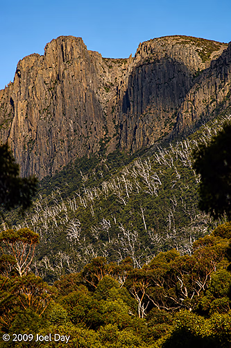 View of Mount Massif (1514m) from the Kia Ora Hut along the Overland Track in Tasmania