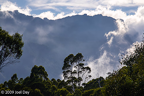Morning View of Mount Massif (1514m) from the Kia Ora Hut along the Overland Track in Tasmania