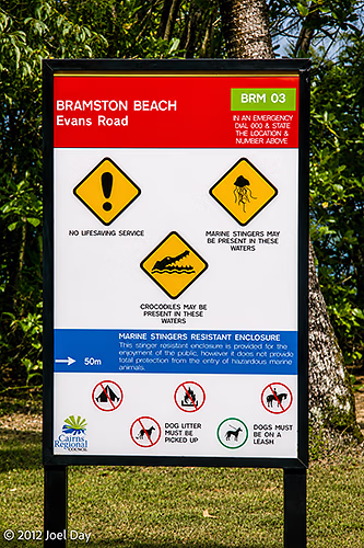 Branston Beach Jellyfish and Crocodile warning sign