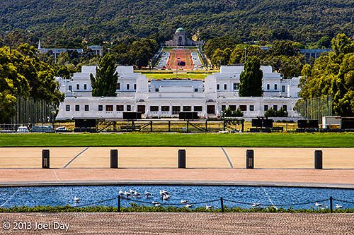 Old Parliament House, with the Australian War Memorial in the background, Canberra