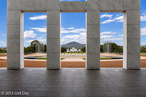 Old Parliament House, as seen from the new Parliament House, Canberra