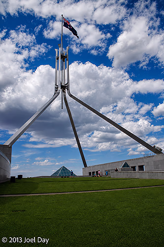 Grass-covered roof of Parliament House, Canberra