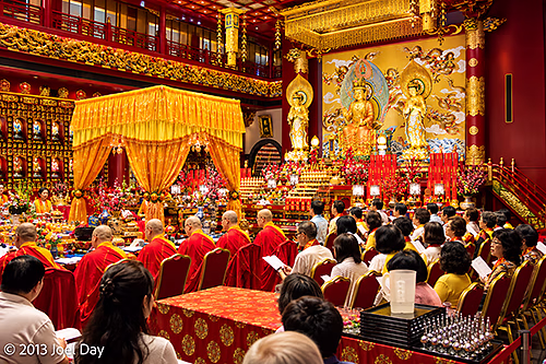 Buddhist Service, Buddha Tooth Relic Temple, Singapore.