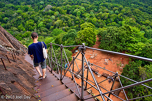 Staircase descending Sigiriya Rock Fortress (Lion Rock), Sri Lanka