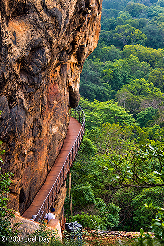 Walkway around side of Sigiriya Rock Fortress (Lion Rock), Sri Lanka