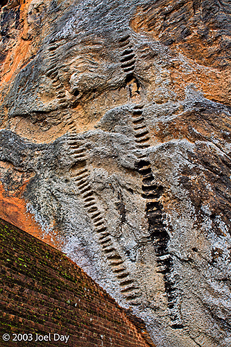 Ancient Stairway Carvings on the Rock Face of Sigiriya Fortress, Sri Lanka
