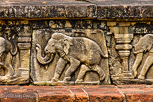 Carved Moonstone (Sandakada Pahana) at Polonnaruwa Vatadage, Sri Lanka